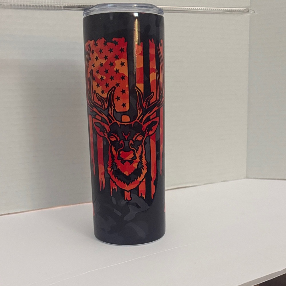 Patriotic Deer Tumbler - Black and Red